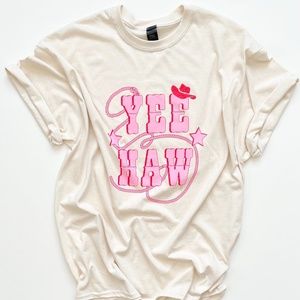 Yee Haw! Cream Crewneck Oversized Tee